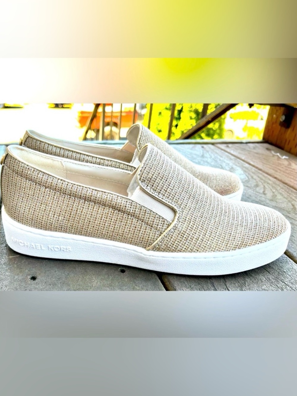 Michael Kors sparkly Gold “Keaton” slip on